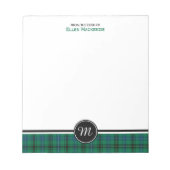Henderson Clan Green und Blue Tartan Monogram Notizblock (Vorderseite)