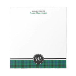 Henderson Clan Green und Blue Tartan Monogram Notizblock