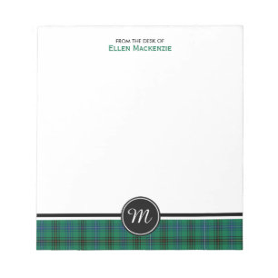 Henderson Clan Green und Blue Tartan Monogram Notizblock