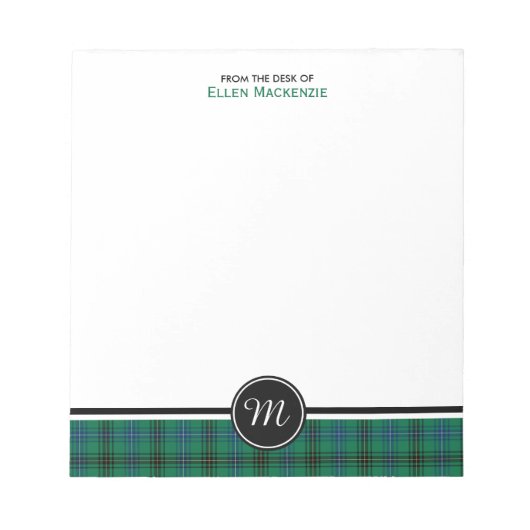Henderson Clan Green und Blue Tartan Monogram Notizblock (Vorderseite)