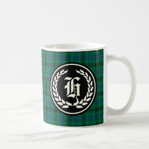 Henderson-Clan Grün und Blau Tartan Monogramm Kaffeetasse