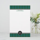 Henderson Clan Tartan Green und Blue Monogram Briefpapier (Stehend Vorderseite)