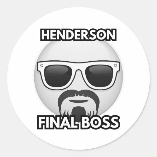 Henderson Final Boss Cool Emoji Runder Aufkleber (Vorderseite)
