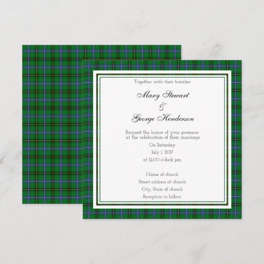 Henderson Scottish Wedding Square Einladung (Vorne/Hinten)