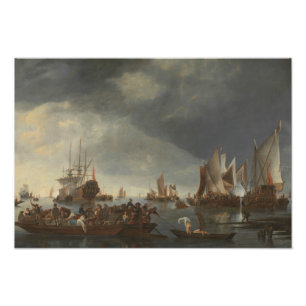 Hendrick Dubbels - Hafen mit Segelschiffen Fotodruck