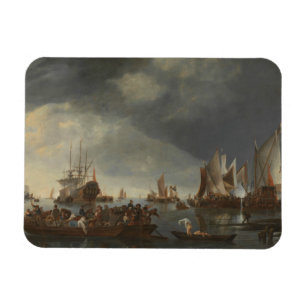 Hendrick Dubbels - Hafen mit Segelschiffen Magnet