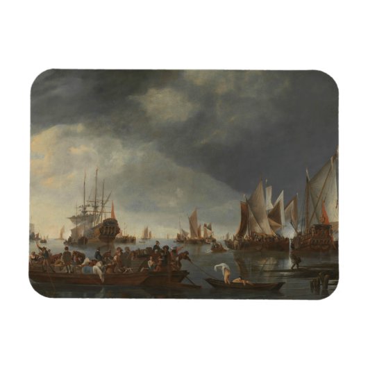 Hendrick Dubbels - Hafen mit Segelschiffen Magnet (Horizontal)