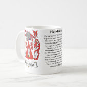 Hendricks, der Ursprung, Bedeutung und das Wappen Kaffeetasse (Vorderseite Links)