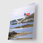 Hendricks Head Lighthouse, Maine Clock Quadratische Wanduhr (Winkel)
