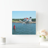 Hendricks Head Lighthouse, Maine Clock Quadratische Wanduhr (Zuhause)