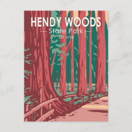 Hendy Woods Staat Park California Abzeichen Vintag Postkarte
