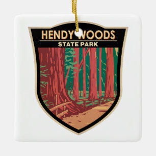 Hendy Woods State Park California Abzeichen Vintag Keramikornament