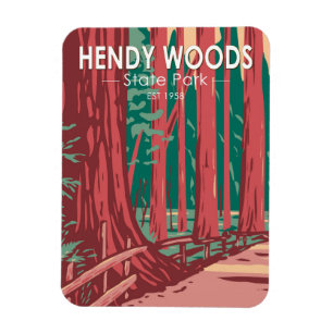 Hendy Woods State Park California Abzeichen Vintag Magnet