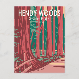 Hendy Woods State Park California Abzeichen Vintag Postkarte