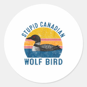Hengst Kanadischer Wolf Lustiger Loon-Vogel Humor  Runder Aufkleber