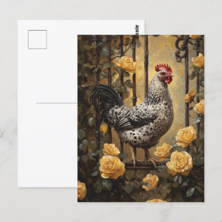 Hengst mit Ölgemälde aus Gelb-Rosen Postkarte