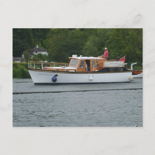 Henley an der Themse, klassisches Motorboot an der Postkarte (Vorderseite)