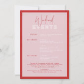 HENLEY Modern Pink & Red Bachelorette Itinerary Einladung (Rückseite)