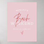 HENLEY Modern Pink Red Retro Bachelorette Herzlich Poster (Vorne)