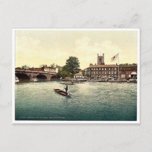 Henley on Thames, Red Lion Hotel, London und U-Bah Postkarte (Vorderseite)