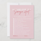 HENLEY Pink Red Bachelorette Scavenger Jagdkarte Einladung (Vorderseite)