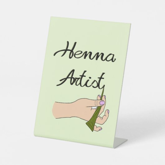 Henna Artist mit Henna Cone Sockelschild (Vorderseite)