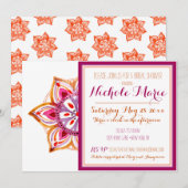 Henna Blume Bridal Dusche Einladung Fuschia (Vorne/Hinten)