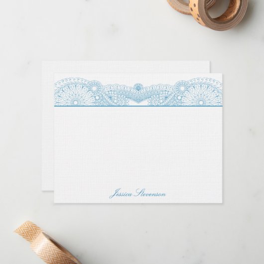 Henna Custom Flat Note Card (blau) Mitteilungskarte (Vorderseite/Rückseite Beispiel)