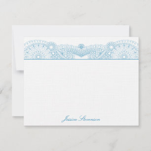 Henna Custom Flat Note Card (blau) Mitteilungskarte