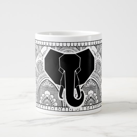 Henna-Elefant Jumbo-Tasse (Vorderseite)