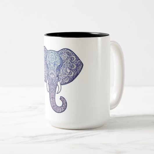 Henna Elephant Art Design Zweifarbige Tasse (VorderseiteRechts)