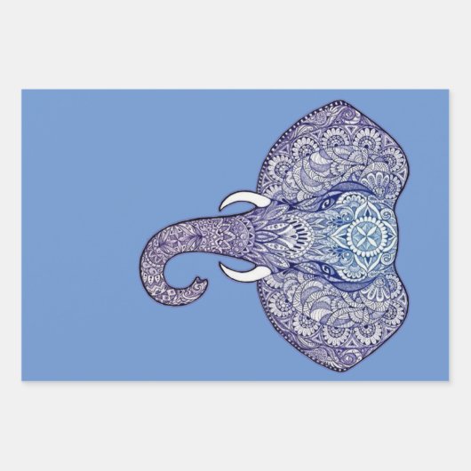 Henna Elephant Art Geschenkpapier Set (Vorderseite)
