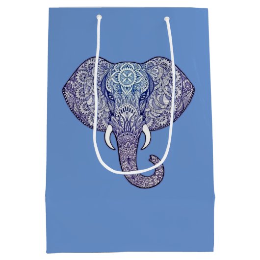 Henna Elephant Art Mittlere Geschenktüte (Rückseite)