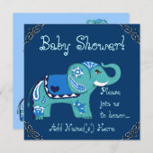 Henna Elephant (Babydusche) Einladung (Vorne/Hinten)