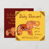 Henna Elephant (Babydusche) Einladung (Vorne/Hinten)