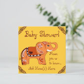 Henna Elephant (Babydusche) Einladung (Stehend Vorderseite)