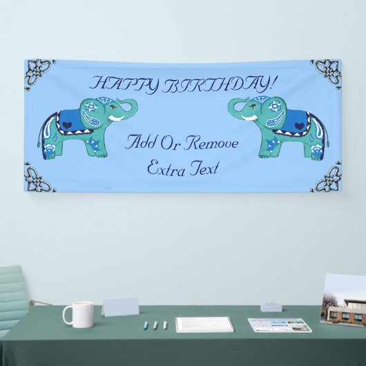 Henna Elephant (blau/hellblau) Banner (Messe)