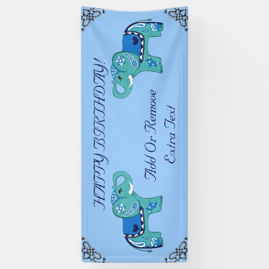 Henna Elephant (blau/hellblau) Banner (Vertikal)