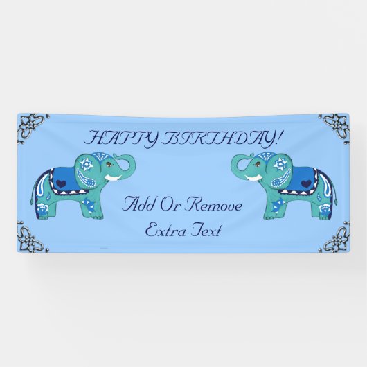 Henna Elephant (blau/hellblau) Banner (Horizontal)