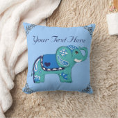 Henna Elephant (blau/hellblau) Kissen (Decke)