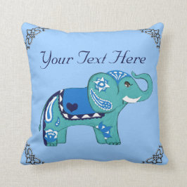 Henna Elephant (blau/hellblau) Kissen