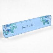 Henna Elephant (blau/hellblau) Namensplakette
