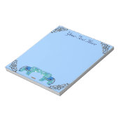 Henna Elephant (blau/hellblau) Notizblock (Rotiert)