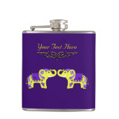 Henna Elephant (Gelb/Lila) Flachmann (Vorderseite)