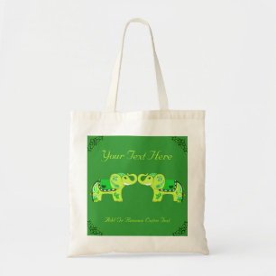 Henna Elephant (grün/Limettengrün) Tragetasche