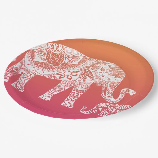 Henna Elephant - Indische Inspiration Pappteller (Schrägansicht)