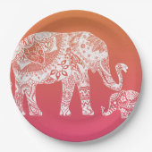 Henna Elephant - Indische Inspiration Pappteller (Vorderseite)