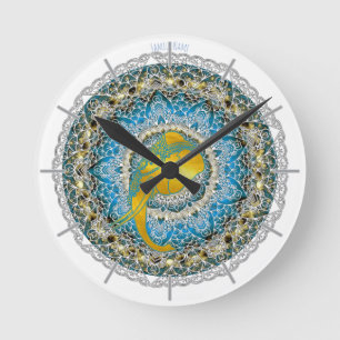 Henna Elephant Mandala Ganesha Mindfulness Clock Runde Wanduhr