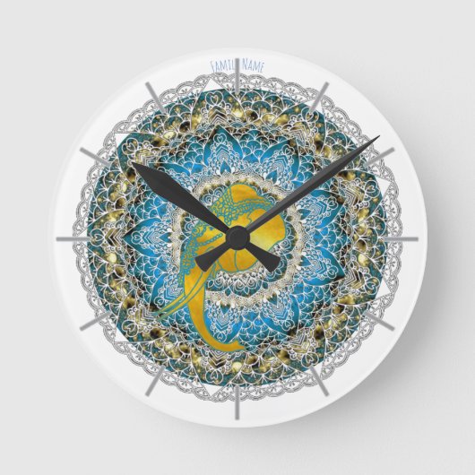 Henna Elephant Mandala Ganesha Mindfulness Clock Runde Wanduhr (Vorderseite)