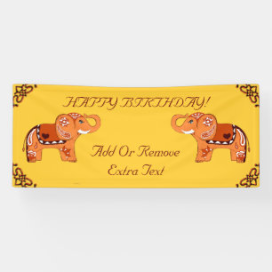 Henna Elephant (Orange/Rot) Banner